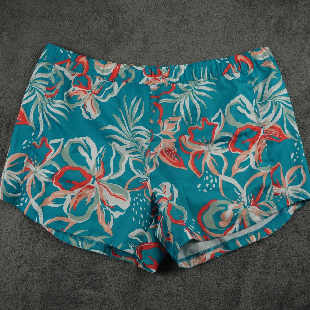Columbia PFG Super Tamiami Shorts Womens XL Teal Floral Performance Fishing Gear